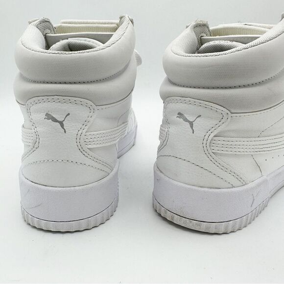 Puma Carina White Faux Leather and Fabric Mid-Top Chunky Sneaker Sz 7 C EUR 39 - Picture 6 of 15